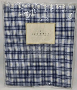 NEW Pottery Barn Laminated Cotton BBQ Plaid Tablecloth Blue 60" x 90" - Picture 1 of 5