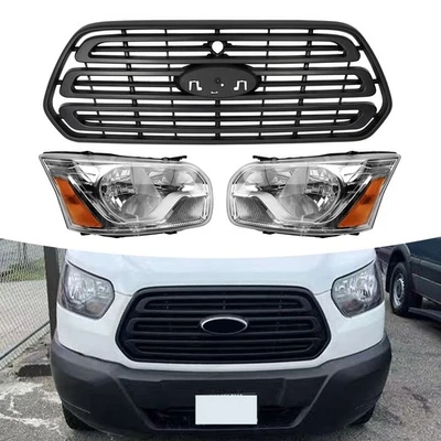 For 2015-2019 Ford Transit 150 250 350 HD Front Bumper Grille Headlights w/Bulbs - Image 1 of 4