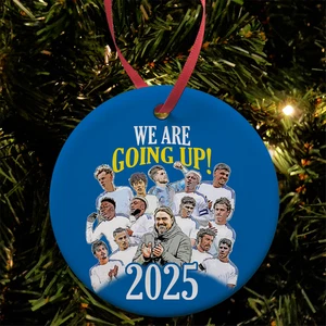 Leeds Promoted 2025 Baumschmuck flach Keramik Leeds Kugel Fußball Geschenke - Bild 1 von 1
