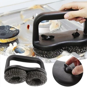 Mesh Scrubber Grill Brush With Handle Cleaning Brushes With Scraper For Kitchen - Picture 1 of 12