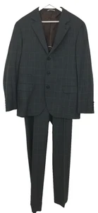 Brunello Cucinelli Men's 2 Piece Suit Size L Grey Check Lined Pockets Used F1 - Picture 1 of 11