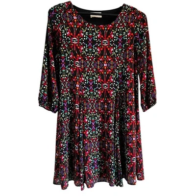 Vestido campesino EVERLY negro púrpura verde patrón caprichoso bosque hadas nuevo sin etiquetas talla M Foto 1 de 4