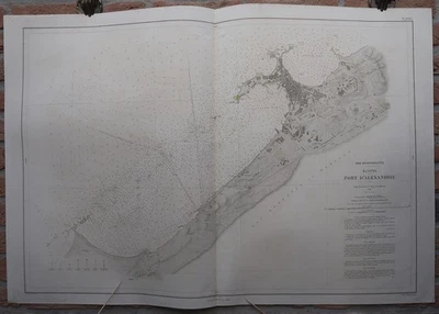 古董印花-海图-EGYPT-ALEXANDRIA-COAST-Depot de la Marine-1869 — 第 1/2 张图片