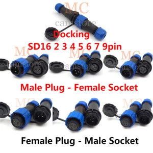 SD16 2-9Pin Pair Panel Mount Waterproof IP67 Plug Socket,Industry Wire Connector - Picture 1 of 14