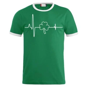 T-shirt battito cardiaco polso Irlanda trifoglio da S a 8XL giorno di San Patrizio Irish Pub - Foto 1 di 8
