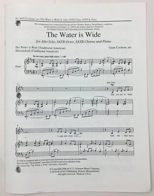 Water Is Wide SATB Chorus Choir Piano Sheet Music Grant Cochran ECS Pub Choral - Image 1 of 4