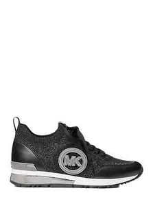 MICHAEL Michael Kors Jenkins Metallic Stretch Knit Trainer Sneakers Gunmetal 9.5 - Picture 1 of 6