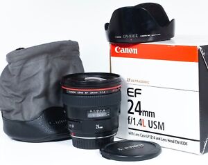 Canon EF 24mm F/1.4 L USM AutoFocus Lens - Boxed with Lens Hood & Lens Case