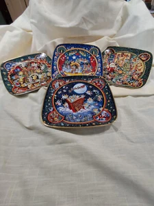 Franklin Mint Set of 4 Square Cat Plates by Bill Bell Limited Editon   TSR - Picture 1 of 11
