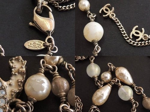 Chanel A12C Collana Lunga Marca Coco Luce Oro Pietre Perla Donna Choker CC