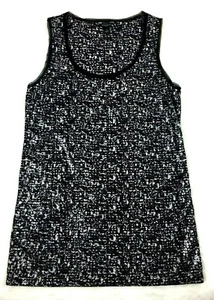 Ann Taylor Women's Black Sequined Tank Top Sleeveless Scoop Neck Size Small - Picture 1 of 6