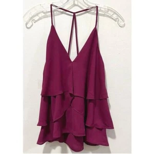 NWT: Express - Women's Ruffled, V-Neck, Racerback, Plum Camisole (size S) - Picture 1 of 4