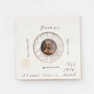 Antique Winchester Repeating Arms 50 Year Service Employee Pin Bronze 1866-1916 - Picture 1 of 6