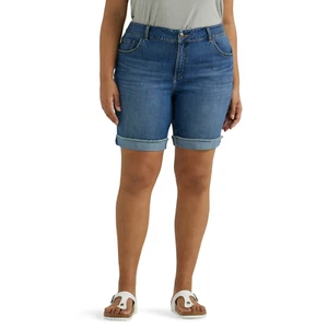 Lee Mid Rise Bermuda Short Regular Fit Stretch Damen Übergröße 20W & 26W blau - Bild 1 von 10