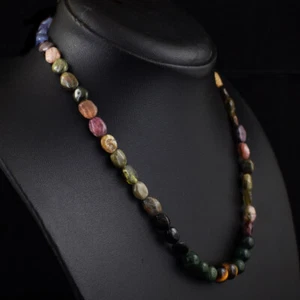 137 Cts Natural Iolite & Tourmaline Oval Shape Beads Womens Necklace JK 09E413 - Picture 1 of 3