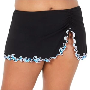 NEW Profile by Gottex Black Plus Size Pin Wheel Ruffled Swim Skirt 22W - Picture 1 of 2