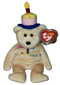 Ty Beanie Baby - HAPPY BIRTHDAY the Bear (w/ Cake & Candle Hat)(10 Inch) MWMTs - Picture 1 of 7