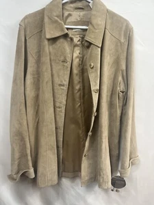 Valerie Stevens Separates Tan Suede Leather Jacket Button Up Women's XL $135 - Picture 1 of 9