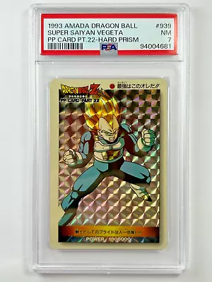 Dragon Ball Super Saiyan Vegeta #939 Amada PP Card Pt. 22 Hard Prism 1993 PSA 7 - Image 1 of 2