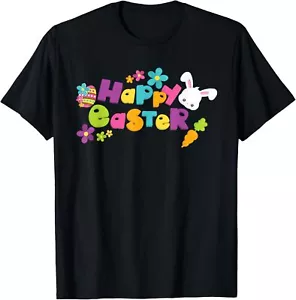 Happy Easter Spring Flowers Bunny Rabbit Egg Hunt T-Shirt Hoodie - Picture 1 of 8