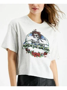 NWT JUNK FOOD Womens L  Gray Heather Grateful Dead Boxy Short Sleeve T-Shirt Top - Picture 1 of 3