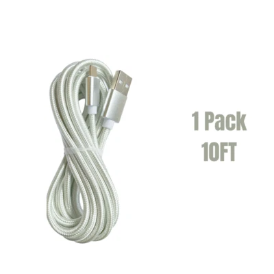 10Ft Braided Charger USB Charging Cable Cord For Apple iPhone 14 13 12 11 X iPad - Image 1 of 4