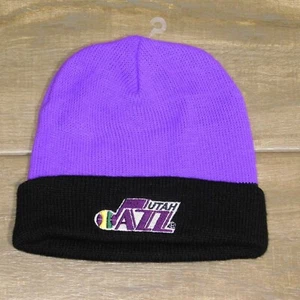 Vintage 1990s UTAH JAZZ NBA Logo 7 Purple Embroidered Knit Beanie Winter Hat - Picture 1 of 6
