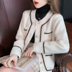 Womens Faux Mink Fur Knitted Jacket Pocket Coat Casual Sz Short New