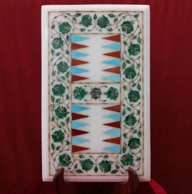 18" x 12" Backgammon Game Table Top Malachite Floral Inlay Home Decor - Image 1 of 2