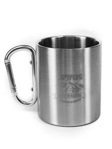 Edelstahl Tasse mit Karabinergriff Doppelwandig 250ml 125g Camping Thermobecher - Bild 1 von 8