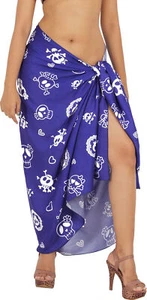 HAPPY BAY Women's Casual Wrap Slit Cover ups Beach Sarong One Size Royal, Skull - Picture 1 of 3