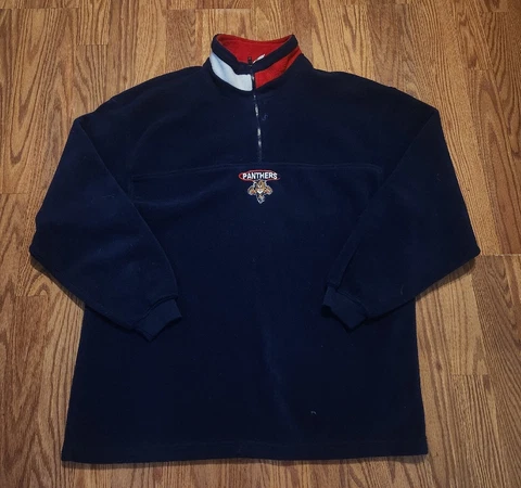 Florida Panthers Mens Sweater Large Black Pro Edge Embroidered Crew Pullover Cover