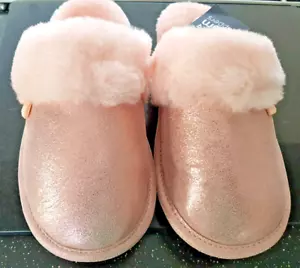 Bedroom Athletics Womens Bonnie Glitter Sheepskin Mule Slippers Pink Size UK 7/8 - Picture 1 of 3