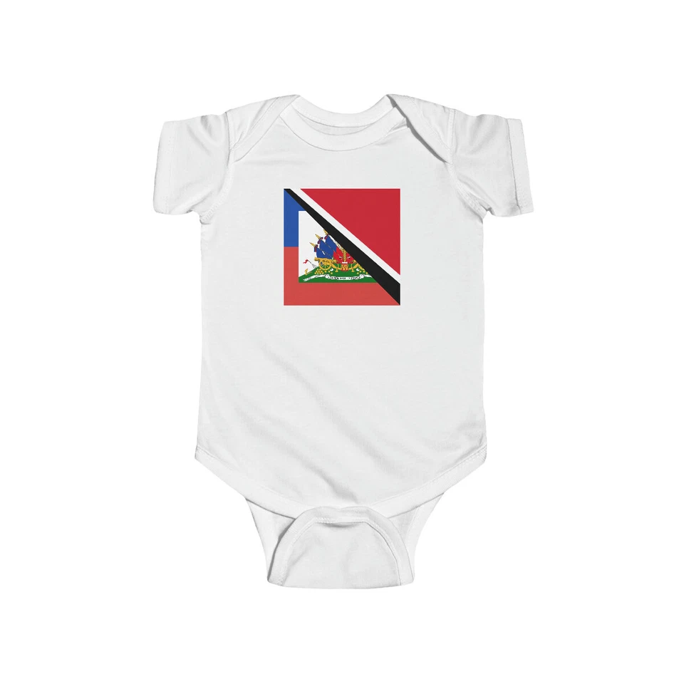Trinidad Haiti Flag Baby Bodysuit | Unisex Trinidadian Haitian Trini - Image 1 of 1