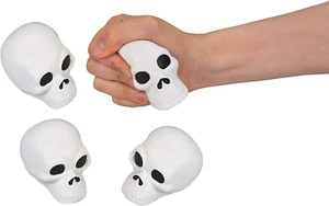Halloween Skull Squish Stress Relaxable Balls - Set of 12 - Halloween Party Favo - Picture 1 of 12