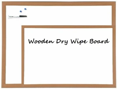 DRY WIPE WHITE/PINE FRAME NOTICE MEMO MESSAGE BOARD & MARKER PEN - Image 1 of 3