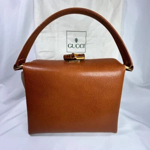 GUCCI Bamboo Top Handle Leather Turnlock Handbag Brown UseUsed W/ Dust Bag - Bild 1 von 7