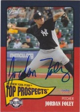 Jordan Foley Signed 2014 New York Penn League Top Prospects Autograph Yankees RC