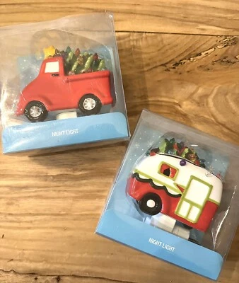 Remolque cámper luz nocturna navideña camión rojo enchufable lote de 2 Navidad Foto 1 de 4