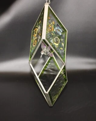 De Colección Colibrí Vitral Terrario Aire Planta Soporte Atrapasol Colgante 13" Foto 1 de 4