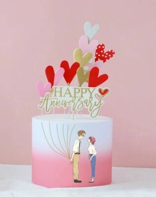 Topper de pastel con diseño de corazón de aniversario 10 piezas Foto 1 de 4