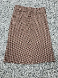Talbots A Line Skirt Womens Petite 6P Orange And Brown Houndstooth Wool Blend - Picture 1 of 12