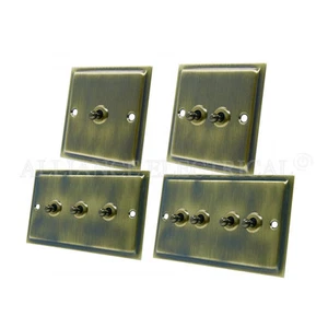 Slimline Antique Brass Toggle Switch - 10A 1G 2G 3G 4G 2 Way Dolly Light Switch - Picture 1 of 5