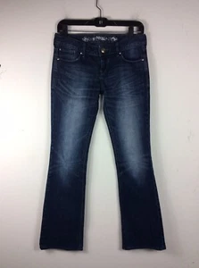 EXPRESS Jeans Women Stella Boot Low Rise Blue Distressed Denim SZ 2R Inseam 32” - Picture 1 of 9