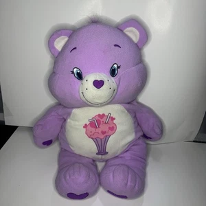 Care Bears Share Bear Plush Stuffed 24" Toy Purple 2018 Pink Hearts Milkshake - Picture 1 of 5