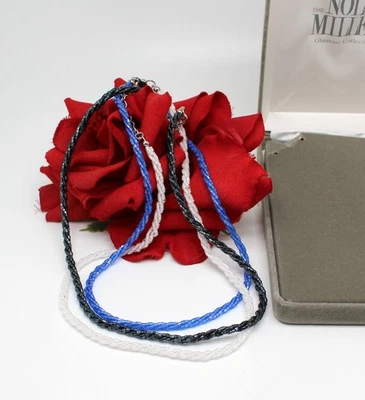 Precioso Juego de 3 Collares Nolan Miller Azul Negro Blanco Vidrio Cuentas RESCATE GATO Foto 1 de 2