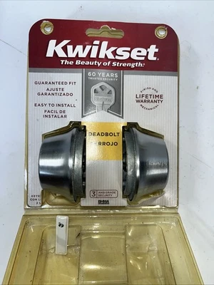 Nueva cerradura de puerta Kwikset Silver Deadbolt - con llave ambos lados #96650-389 Foto 1 de 4