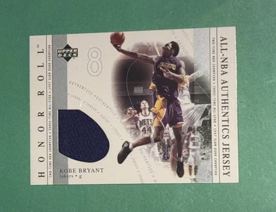 2002 UPPER DECK HONOR ROLL KOBE BRYANT GAME USED RELIC NBA AUTHENTICS JERSEY EX - Image 1 of 2