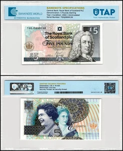 Scotland 5 Pounds Sterling, 2002, P-362, UNC Commemorative, Authenticated - Picture 1 of 1