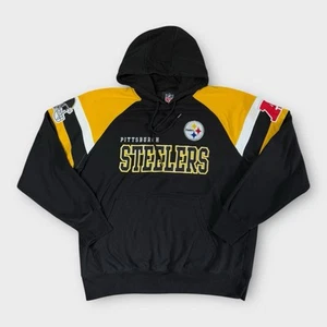 Pittsburg Steelers Black Hoodie Sweatshirt  Embrodered Front Back Print Sz Large - Picture 1 of 11
